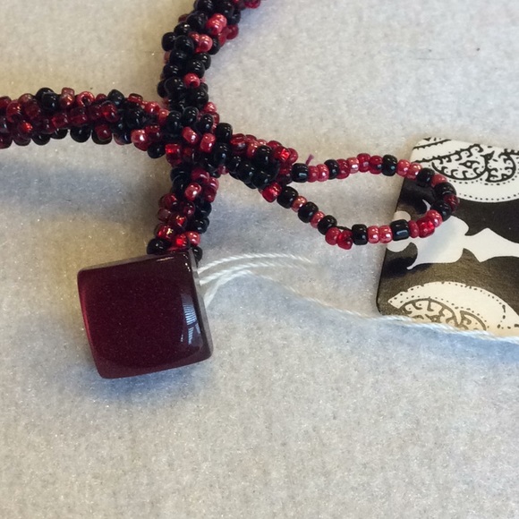 FINAL SALE PRICE CL Designs Embellished Necklace in Red, Blk & Wht - Picture 5 of 5